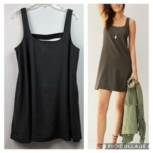 Anthropologie Maeve Lorraine square neck A line shift mini dress linen- like.